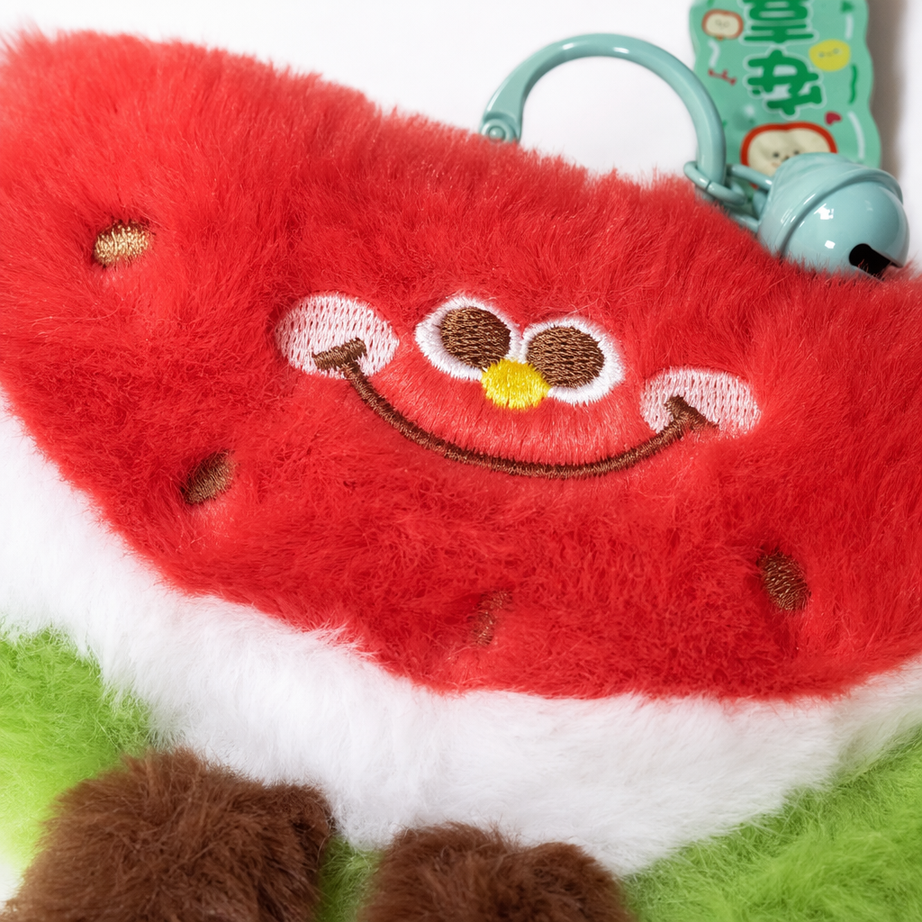 A cute red watermelon-shaped plush pendant for home car keychain decoration Application Scenario