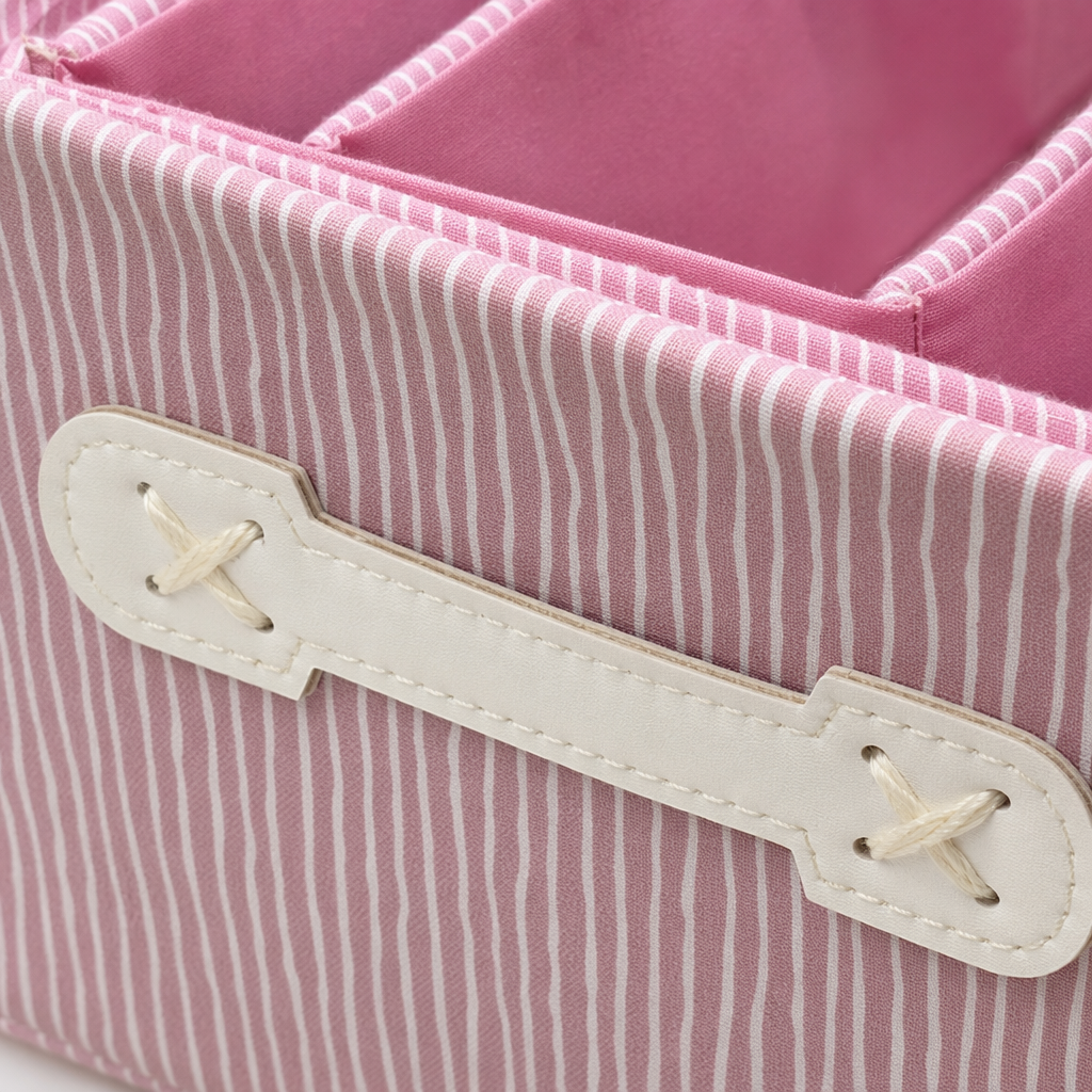 Pink striped fabric storage box, home desktop organization box, simple Nordic style Application Scenario