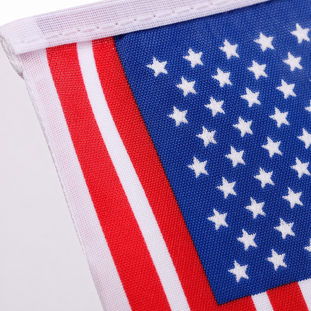 American flag strings in red, white and blue decorate outdoor courtyard party supplies Application Scenario