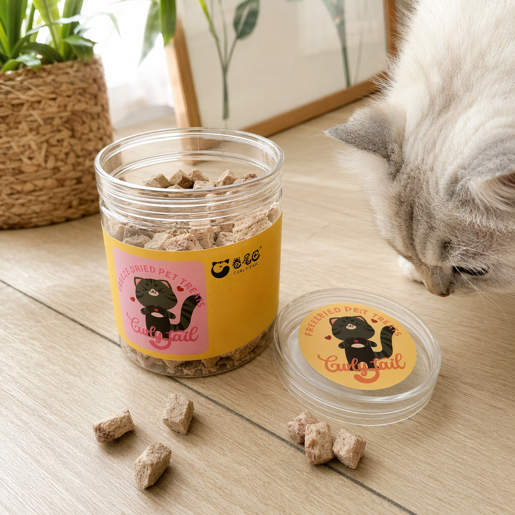Rolled tail freeze-dried pet snack freeze-dried chicken liver granules 50g per bucket SD-07 details Picture