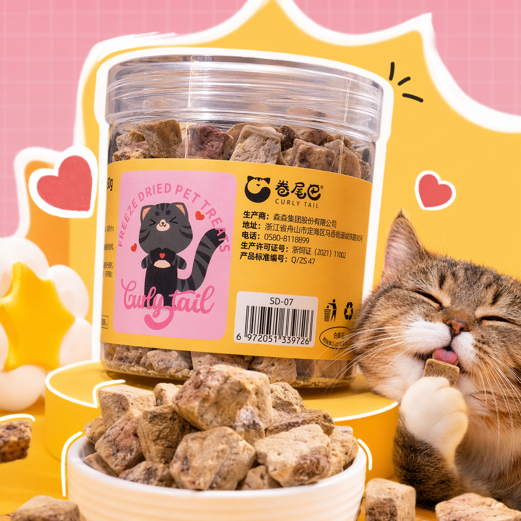 Rolled tail freeze-dried pet snack freeze-dried chicken liver granules 50g per bucket SD-07 Specification image