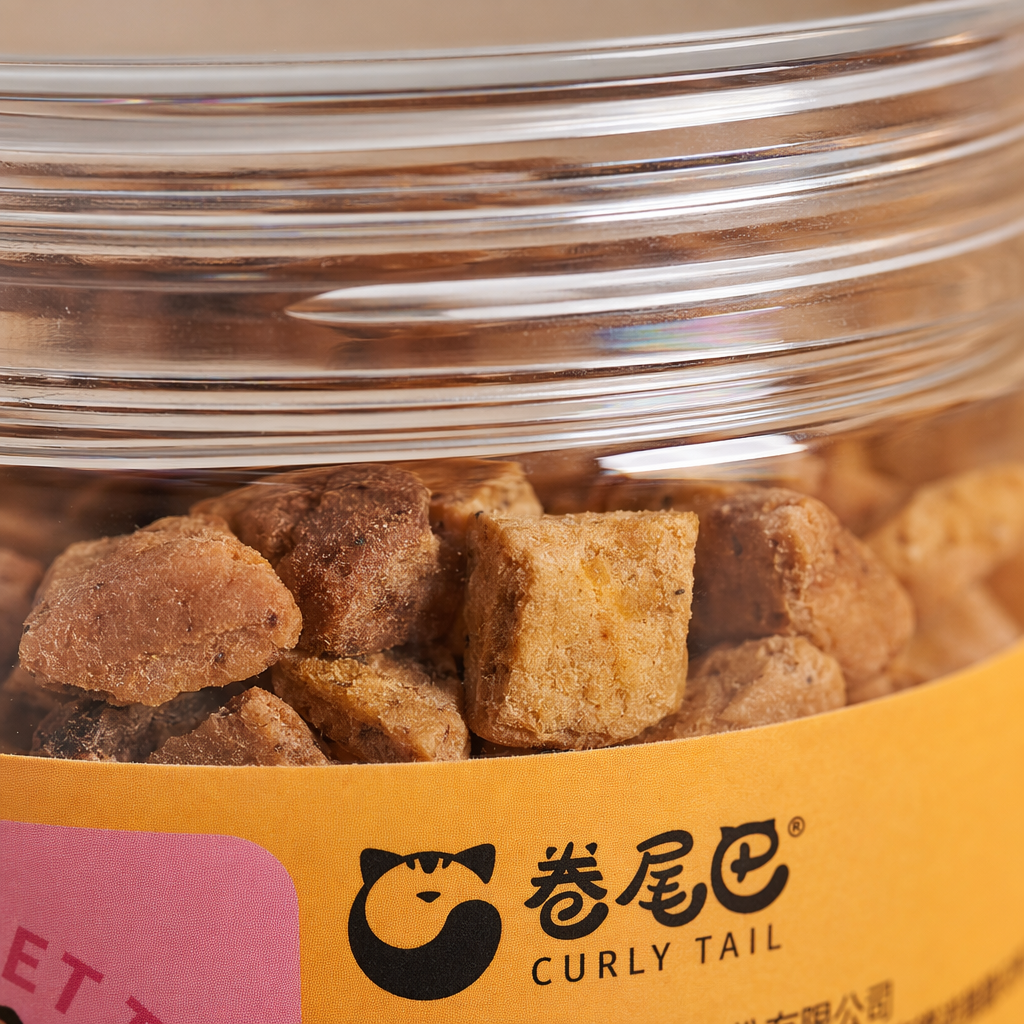 Rolled tail freeze-dried pet snack freeze-dried chicken liver granules 50g per bucket SD-07 Application Scenario