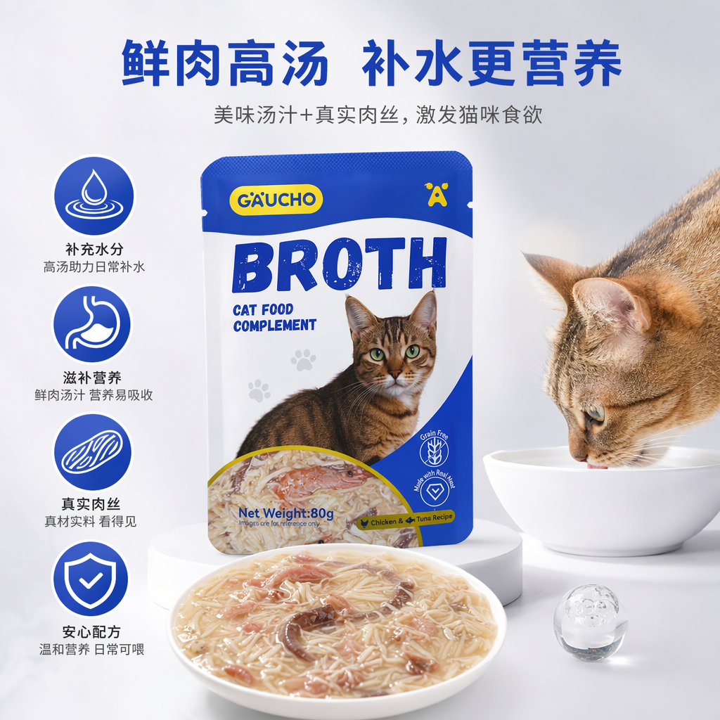 Azul y blanco caja de embalaje de alimentos para gatos suplementos nutricionales equilibrados aditivos de vitaminas para gatos
