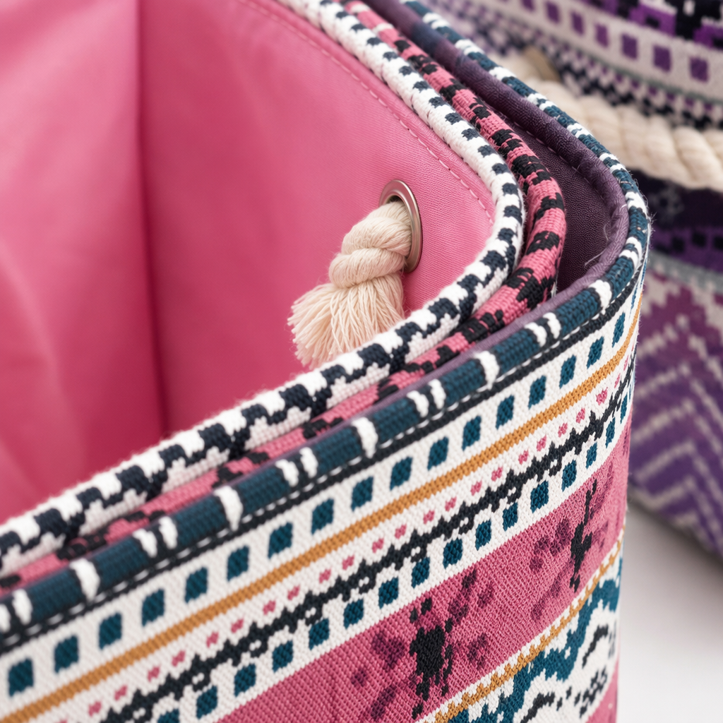 Colorful geometric pattern storage basket, large-capacity household storage basket, simple Nordic style Application Scenario