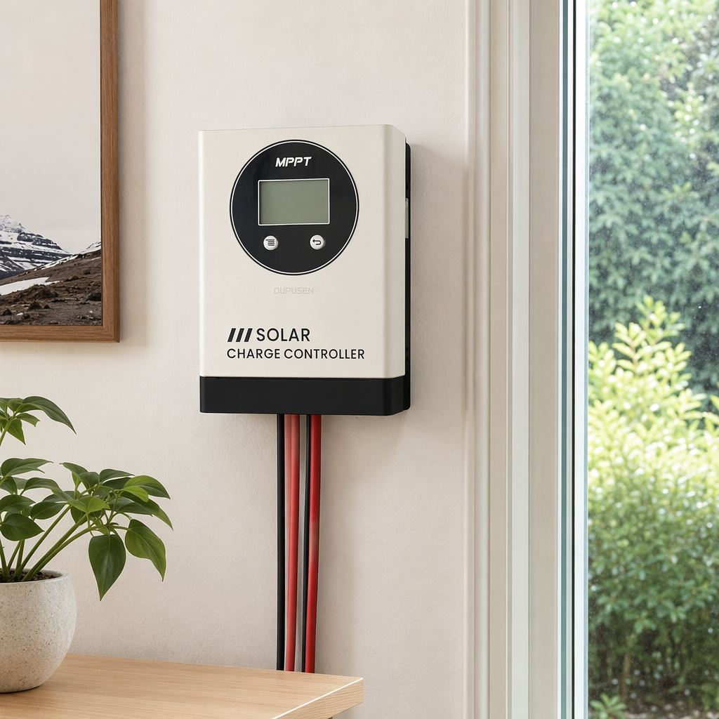 The white solar charging controller with an aluminum alloy casing is waterproof and dustproof, specifically designed for outdoor photovoltaic systems details Picture