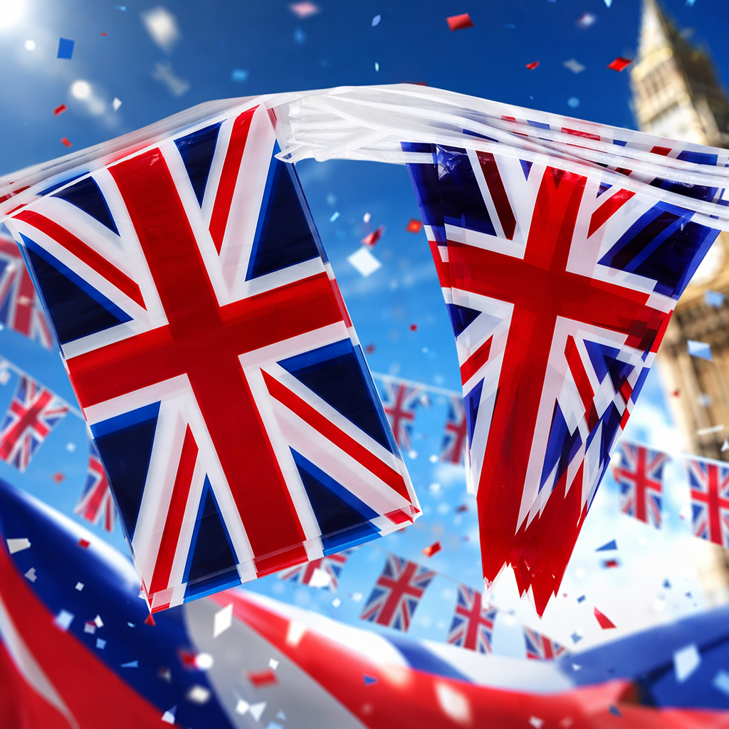 Bandera del reino unido bandera de cadena decoración al aire libre celebración del festival viento inglés patio fiesta decoración colgante Specification image