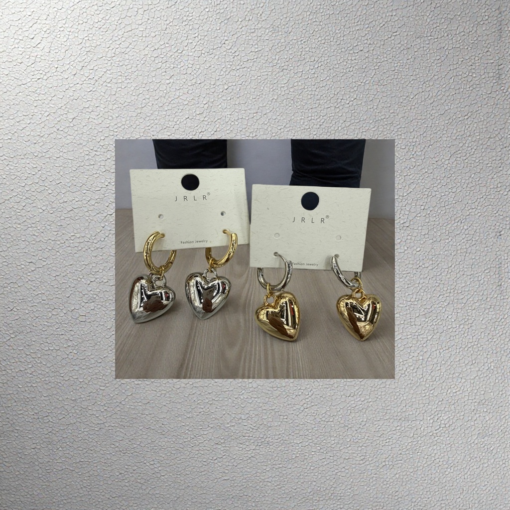 金色银色心形吊坠耳环 时尚简约百搭女士耳饰饰品耳钉女长款气质耳钉女长款气质