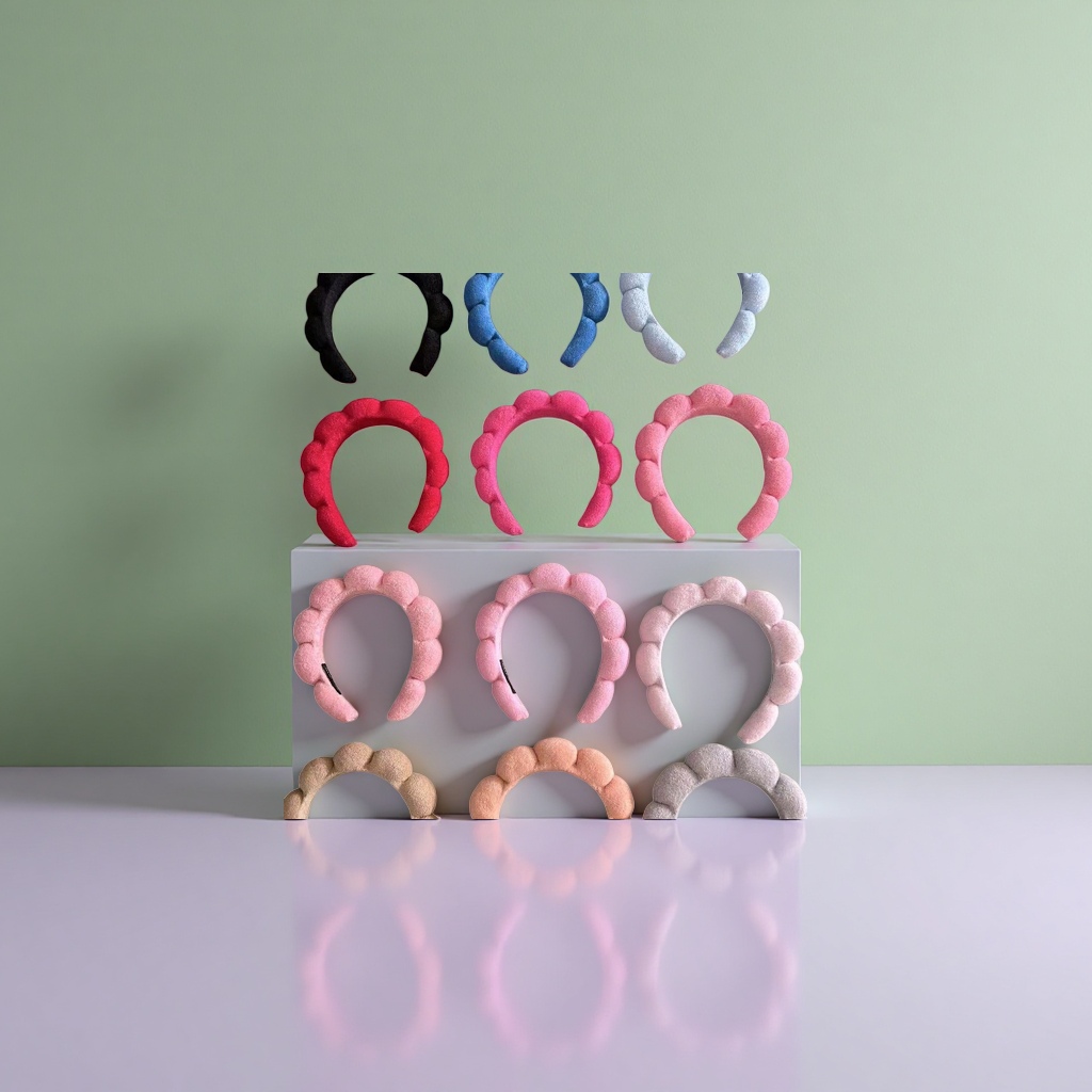 Colorful plush bubble headband, a cute hair accessory for girls, soft, skin-friendly and elastic large headband details Picture