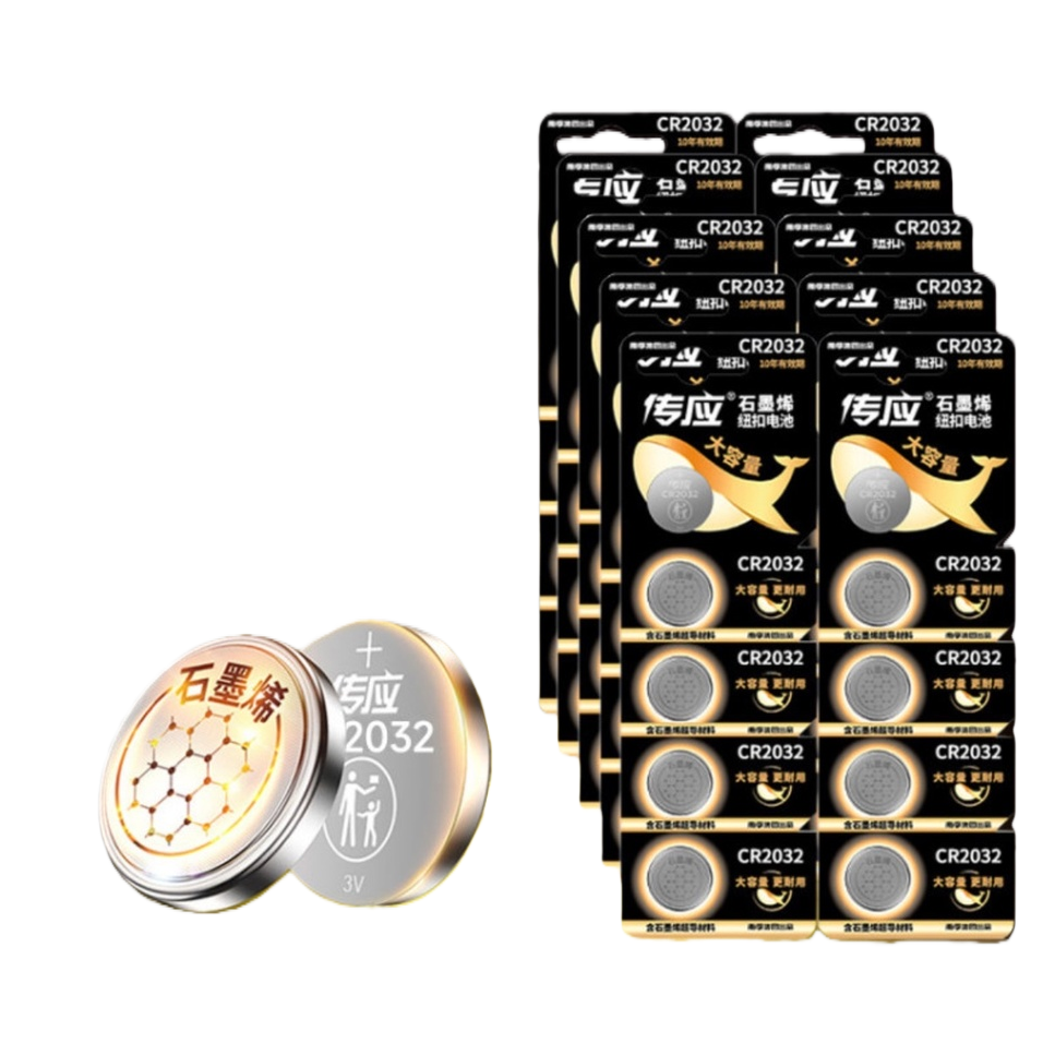 1 piece of CR2032 button battery packaging for display with a golden background Item Picture