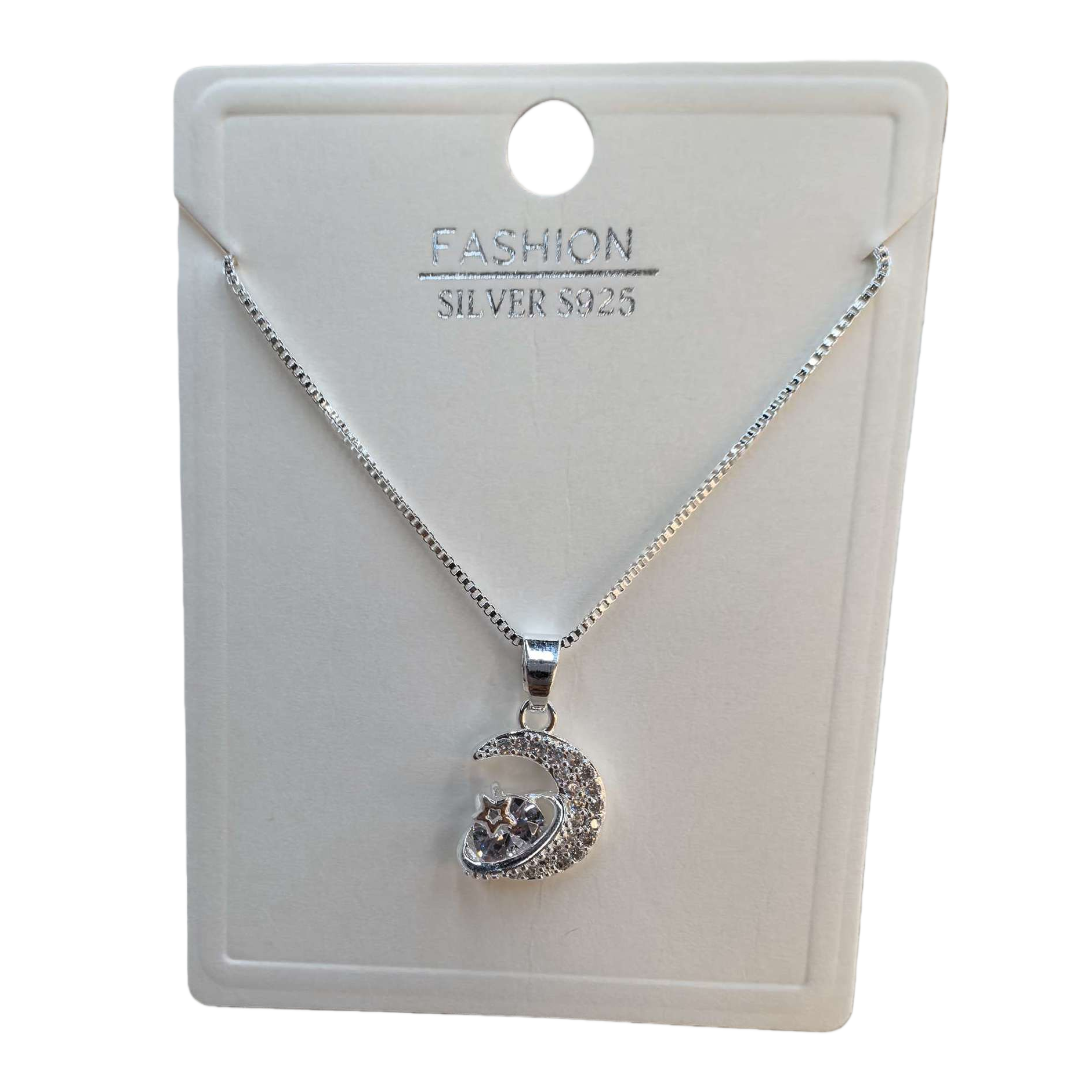 Silver alloy moon and star pendant necklace, fashionable, simple and versatile collarbone chain Item Picture