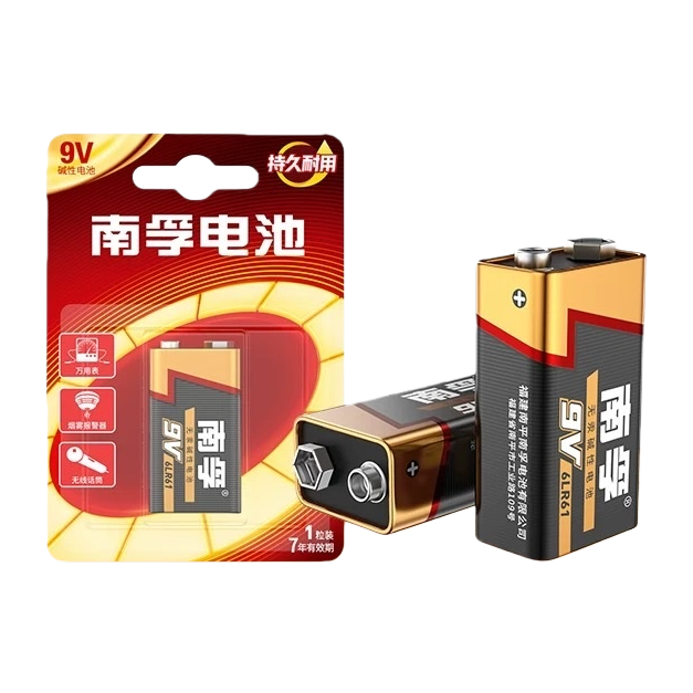 Black 9V alkaline square battery with dedicated packaging pallet Item Picture