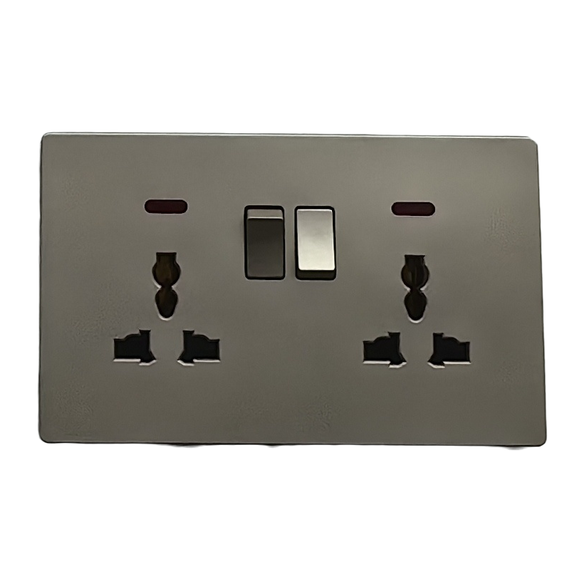 T7 gris/oro doble 13A zócalo de pared multifuncional diseño simple y hermoso oficina casera general comercio exterior especial Item Picture