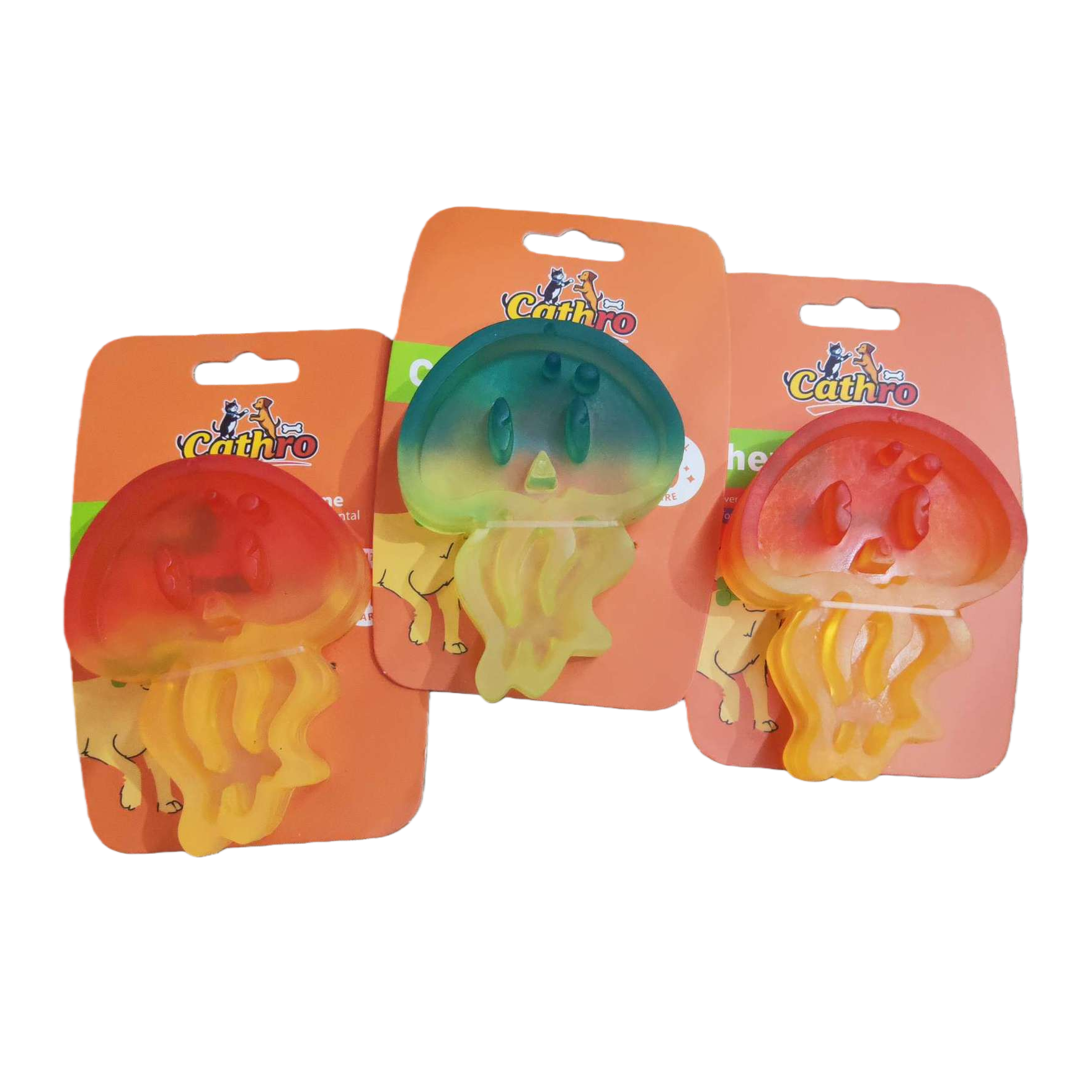 Colorful jellyfish teething and licking shaped pet toy, two-color soft rubber bite resistant interactive educational dog toy Item Picture