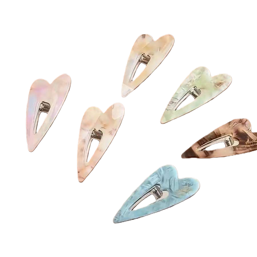 Heart-shaped acetate hair clips are fashionable, simple and versatile accessories Item Picture