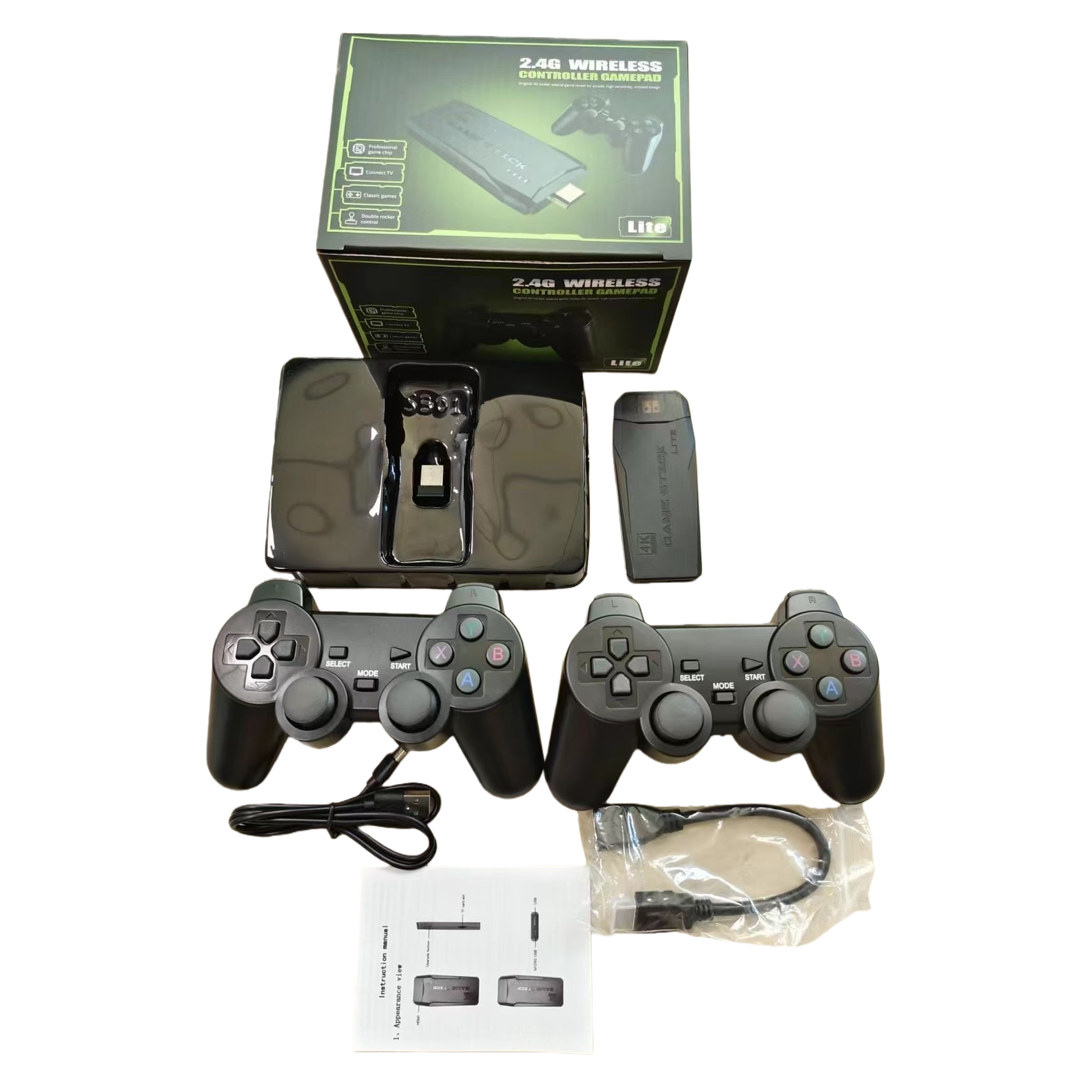 Black game controller set with wired dual vibration compatible with PC consoles for home leisure and entertainment Item Picture