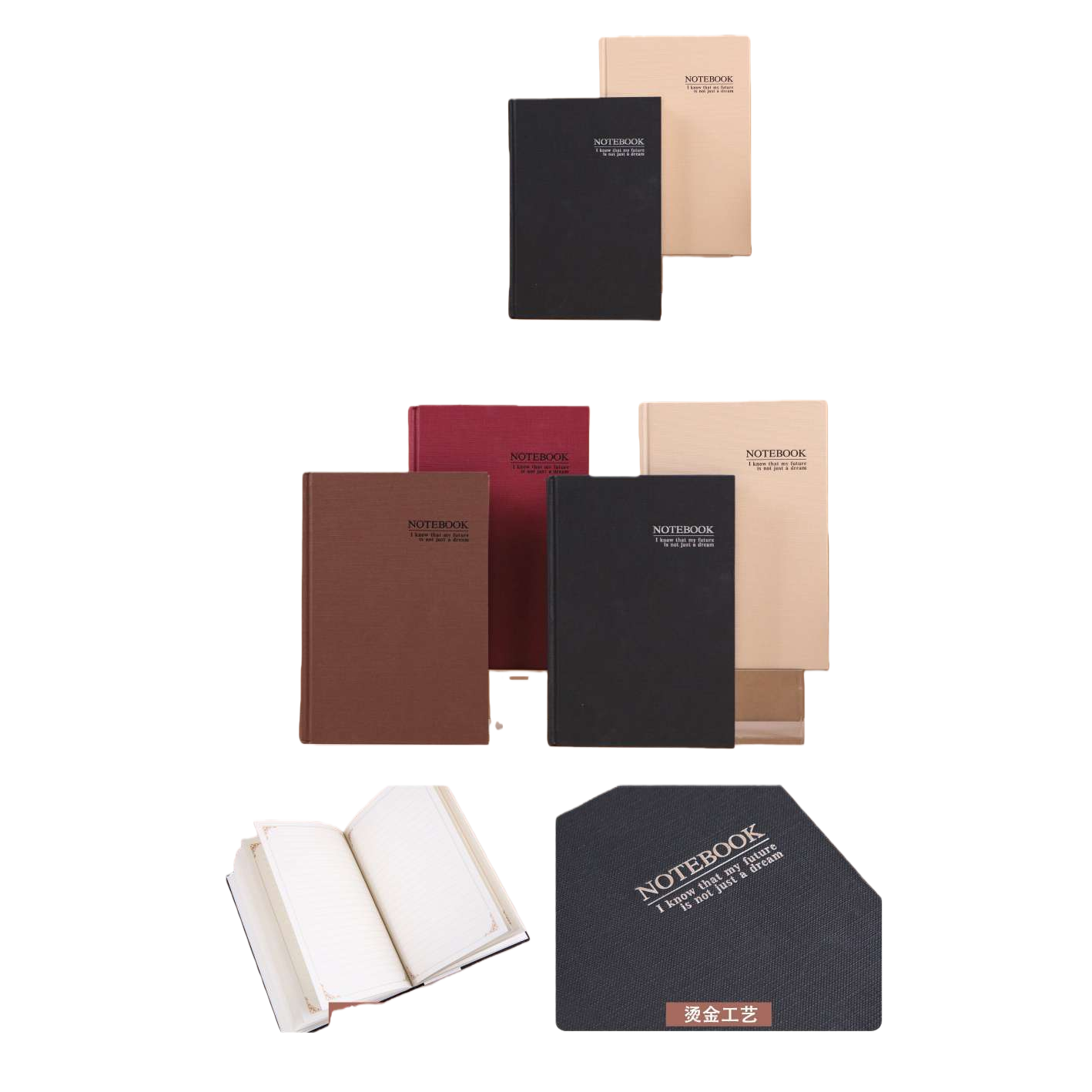 Cuaderno de tapa dura de tela negra tamaño A5 páginas interiores en blanco papel grueso para regalar libro de mano de oficina Item Picture