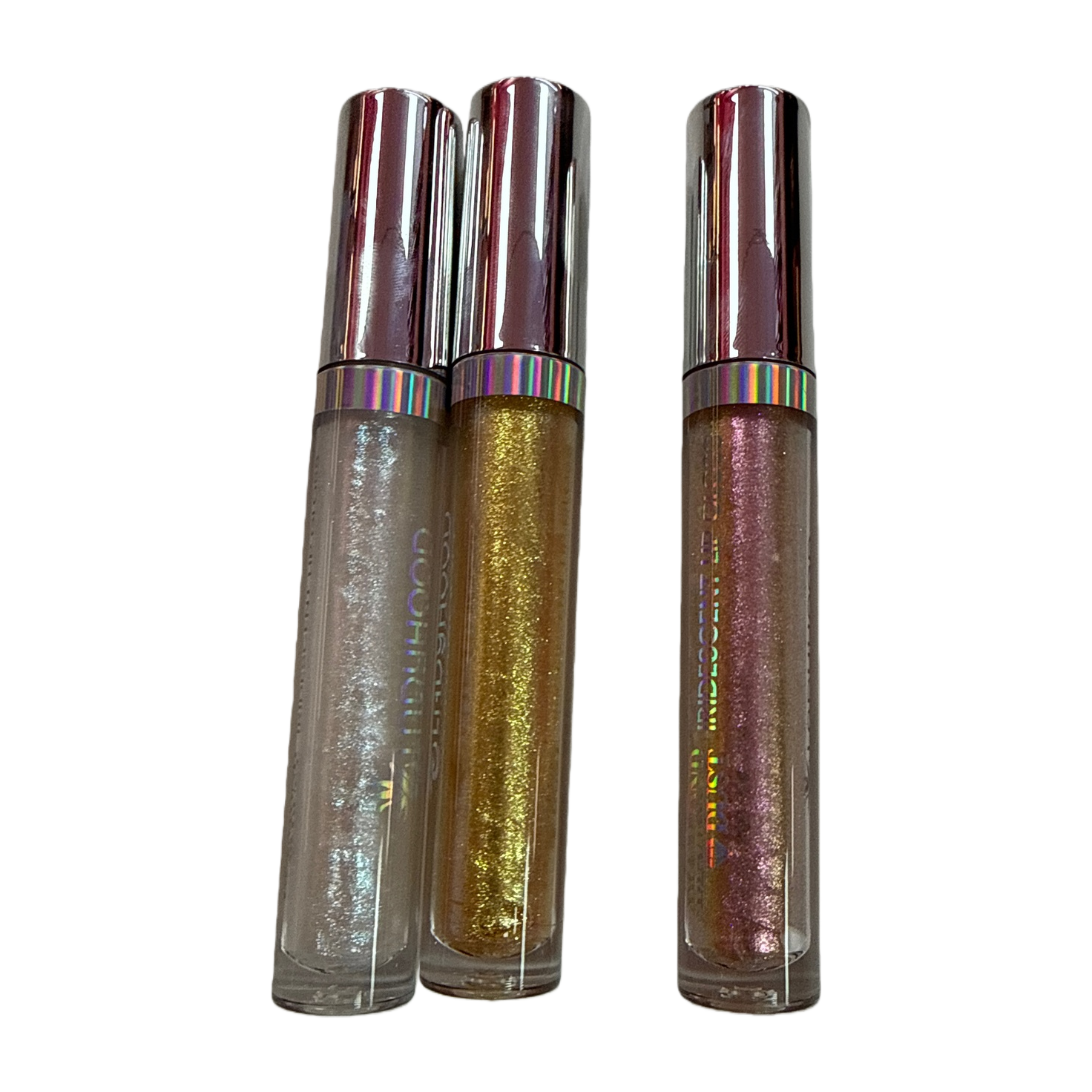 The three-piece set of glitter lip gloss provides long-lasting color display, moisture and luster Item Picture