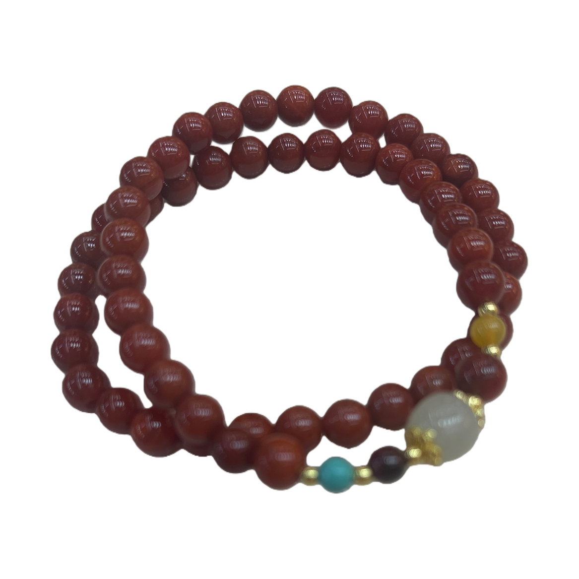 Red beaded bracelet, hand-woven natural agate stone, simple and fashionable women's accessory Item Picture