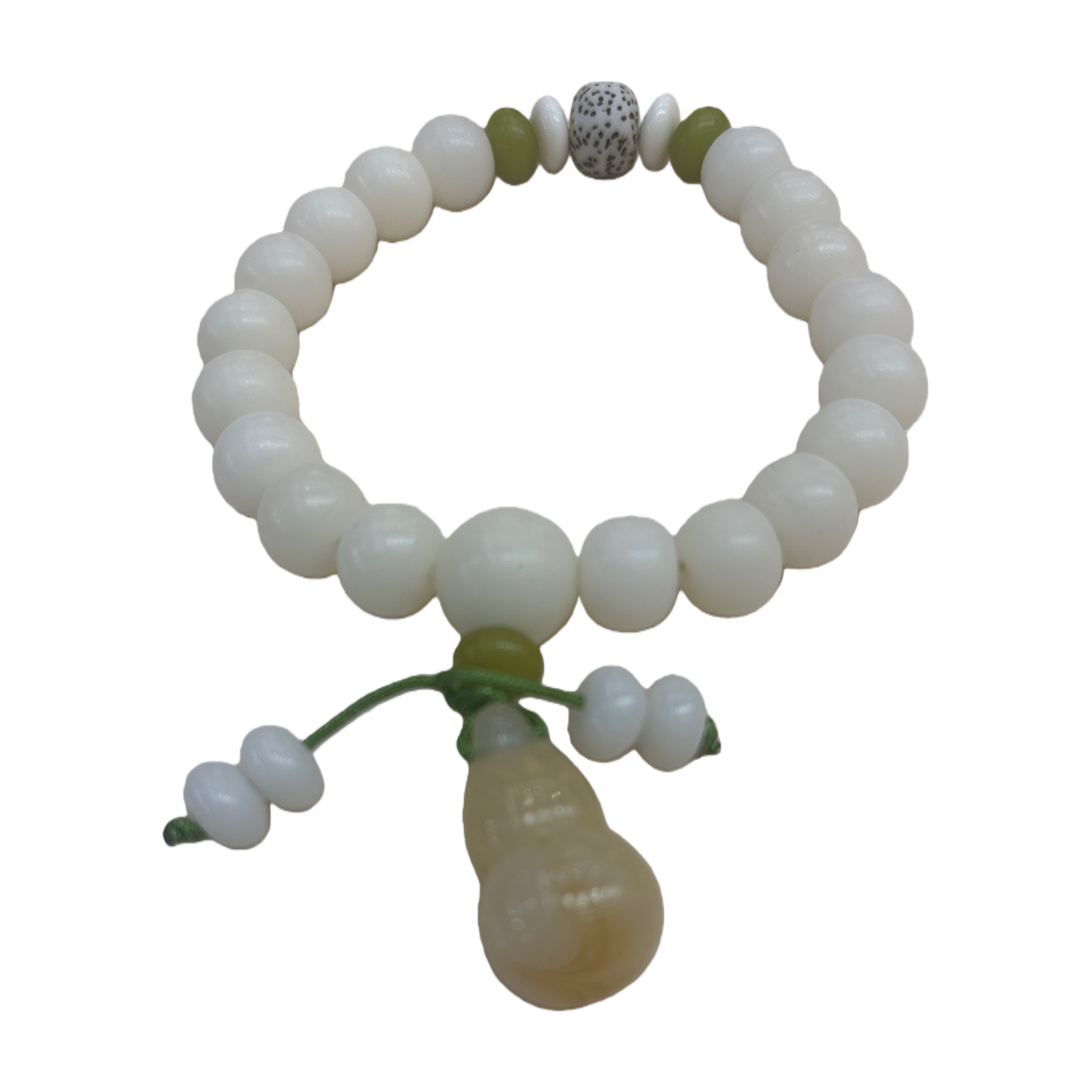 White beaded bracelet with gourd pendant, natural jade, simple and fashionable women's style Item Picture