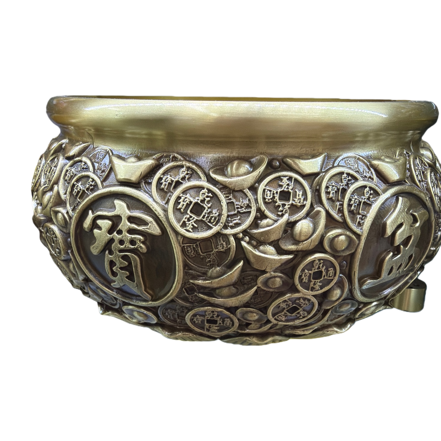 A golden treasure-patterned incense burner, made of copper for home use in the living room and bedroom to burn incense and worship Buddha Item Picture