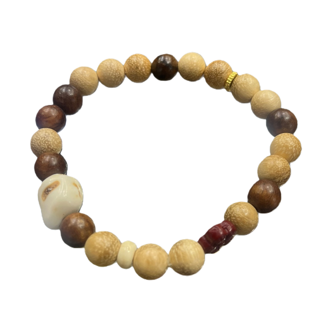 Pulsera de cuerda de cuentas de madera troncos naturales cuentas redondas trenzadas simples y versátiles accesorios para mujer Item Picture