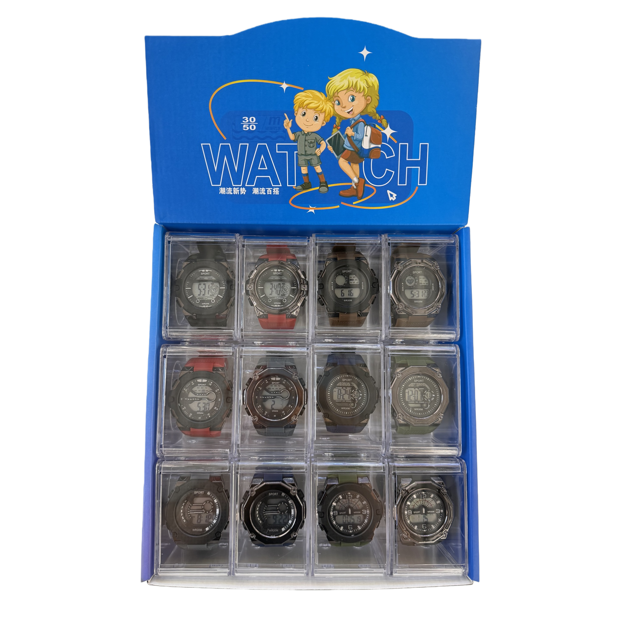 Reloj azul caja de regalo simple hombre de negocios reloj de cuarzo regalo paquete Item Picture
