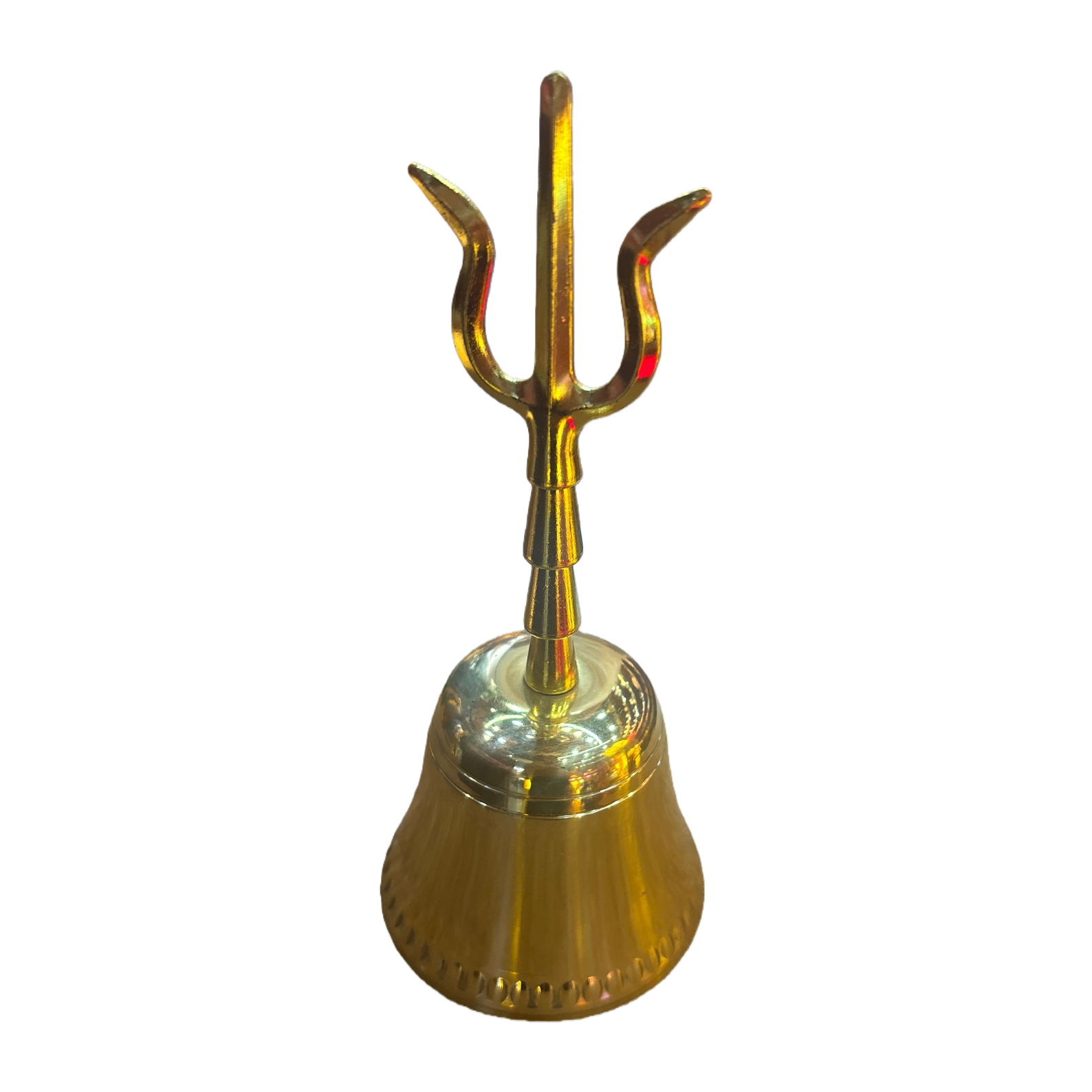 Golden trident bell creative wind chime home decoration ornament with a metallic texture Item Picture