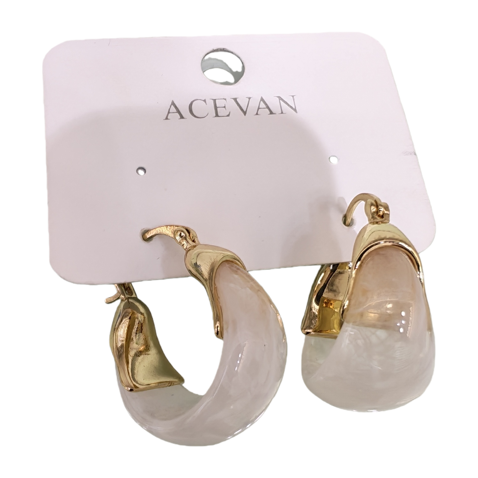 The golden earrings with pink and white gradient beads feature a light luxury design that is versatile and fashionable for women Item Picture