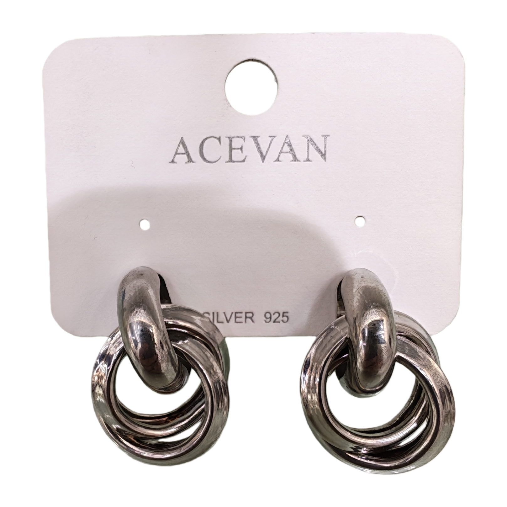 The silver double-ring earrings are simple and fashionable earrings with a light luxury design for women Item Picture