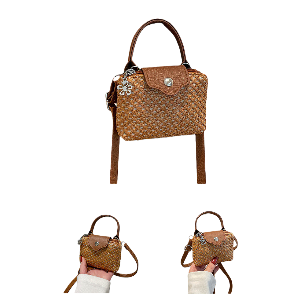 Bolso de paja mujer verano nuevo tejido a mano una bolsa de hombro casual moda diseño de nicho details Picture