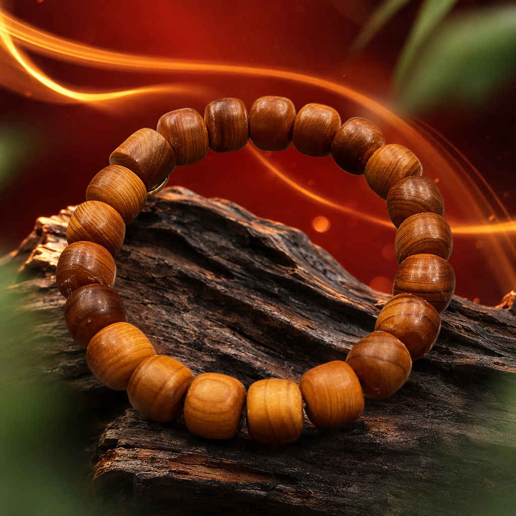 The brown wooden bracelet with natural texture is suitable for both men and women, simple and versatile Specification image