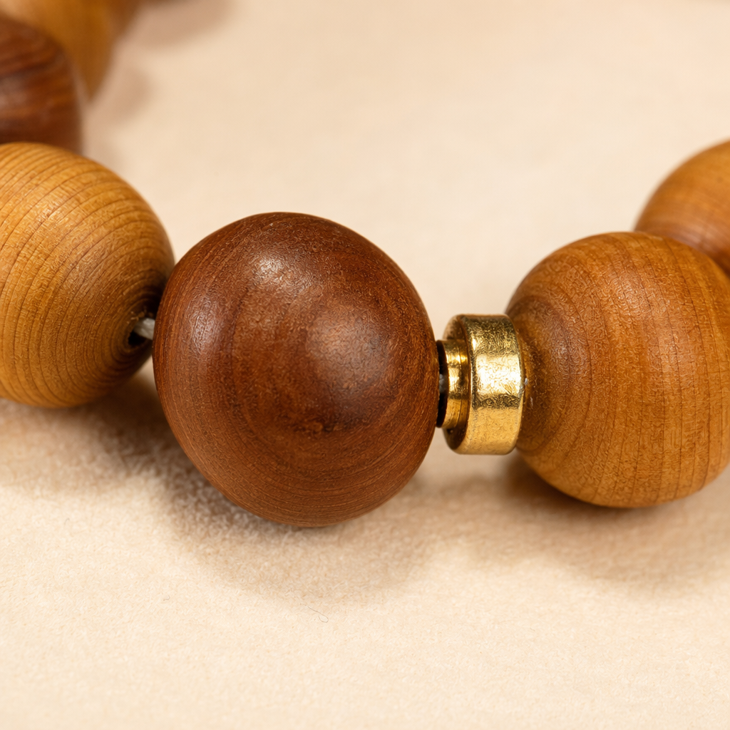 The brown wooden bracelet with natural texture is suitable for both men and women, simple and versatile Application Scenario