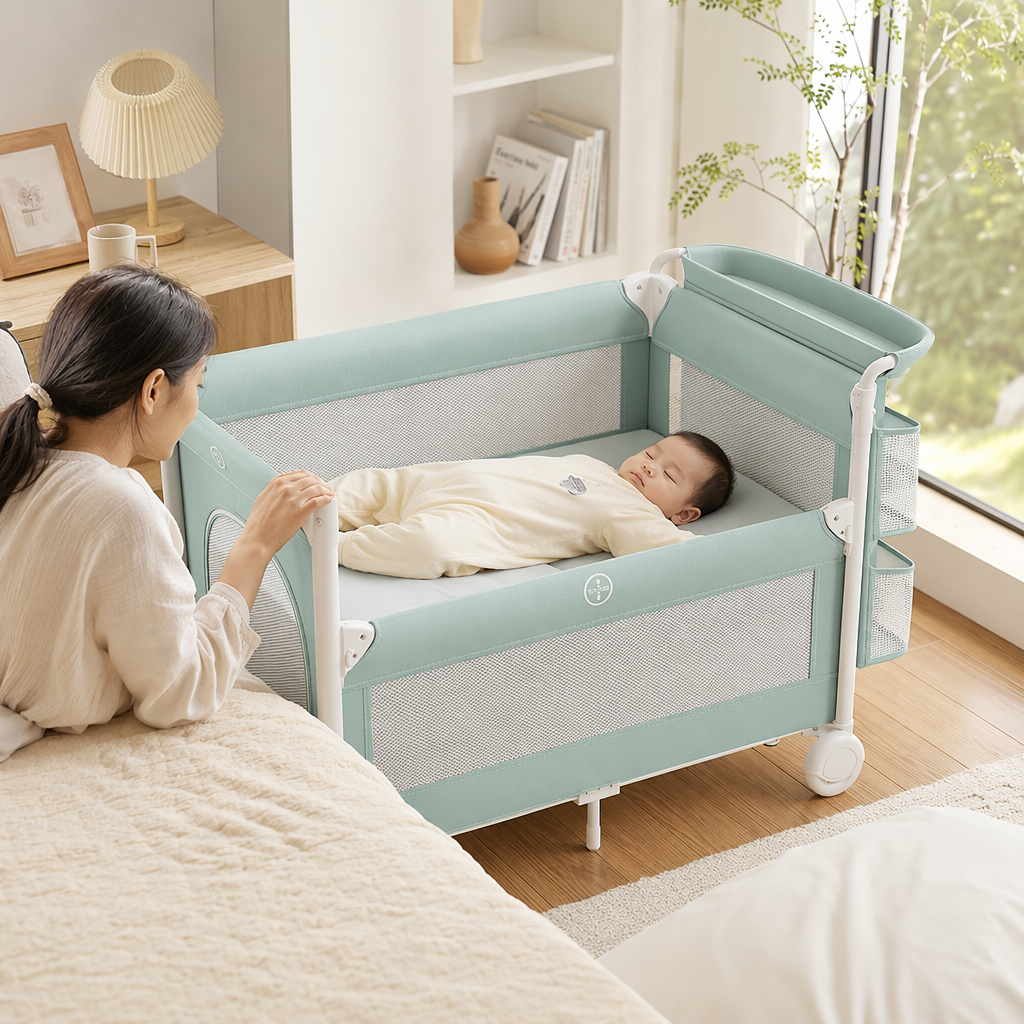 Baby cribs, baby products, strollers, cribs, baby carriers, seats, multi-functional and foldable baby cribs details Picture