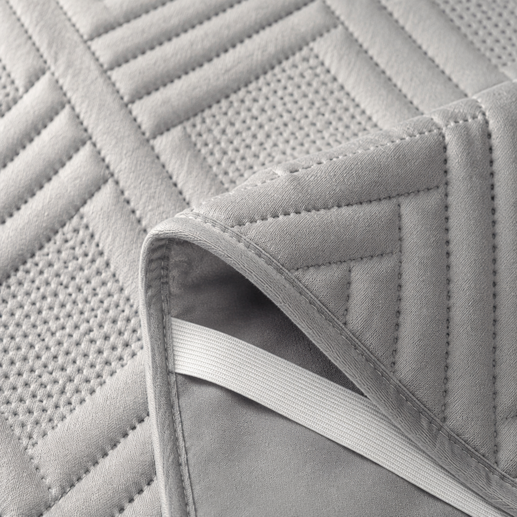 The grey geometric pattern mattress protective pad is anti-slip, waterproof, breathable and machine washable Application Scenario