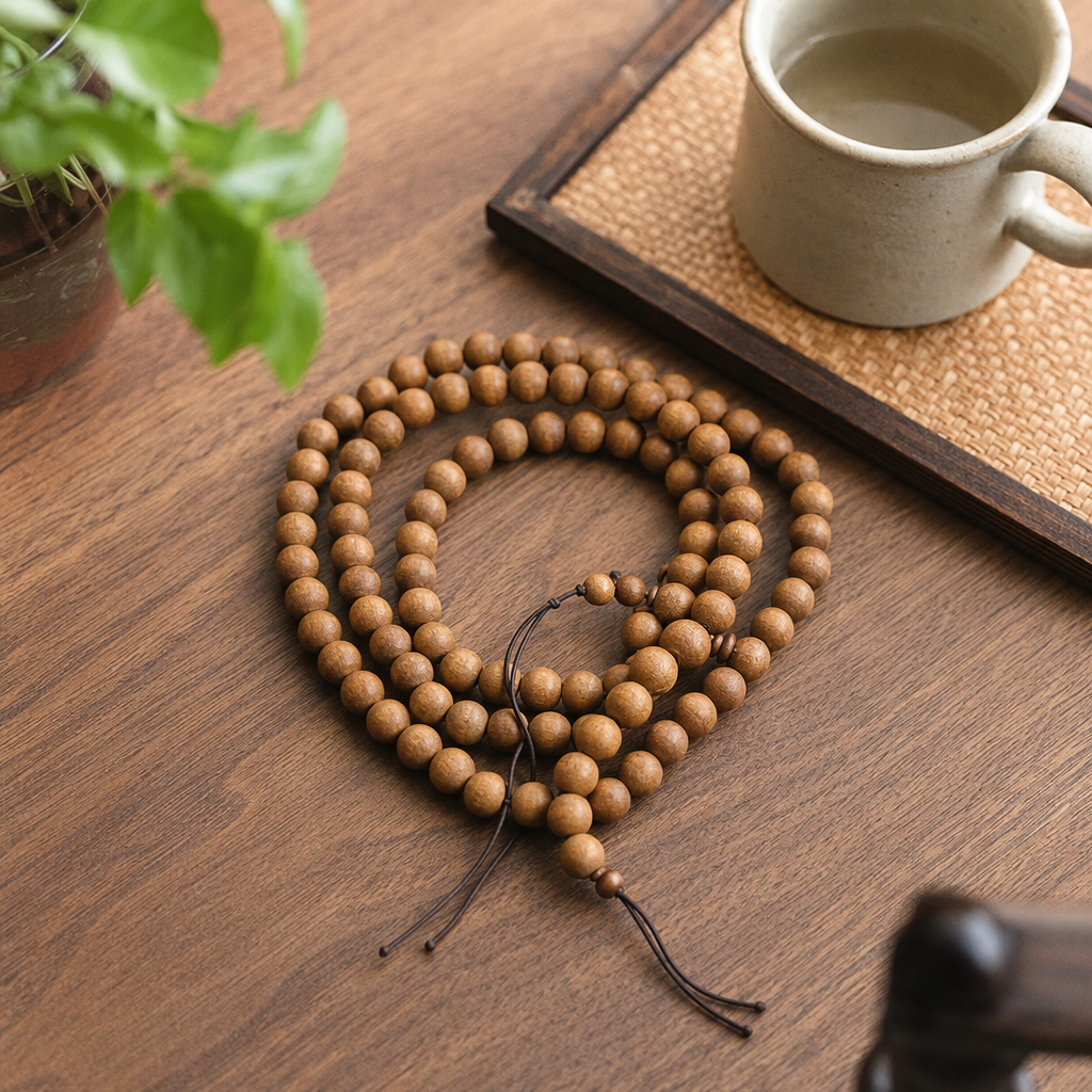 Marrón madera cuentas de buda brocheta de mano natural aloe foliolos dalbergia bodhi unisex details Picture