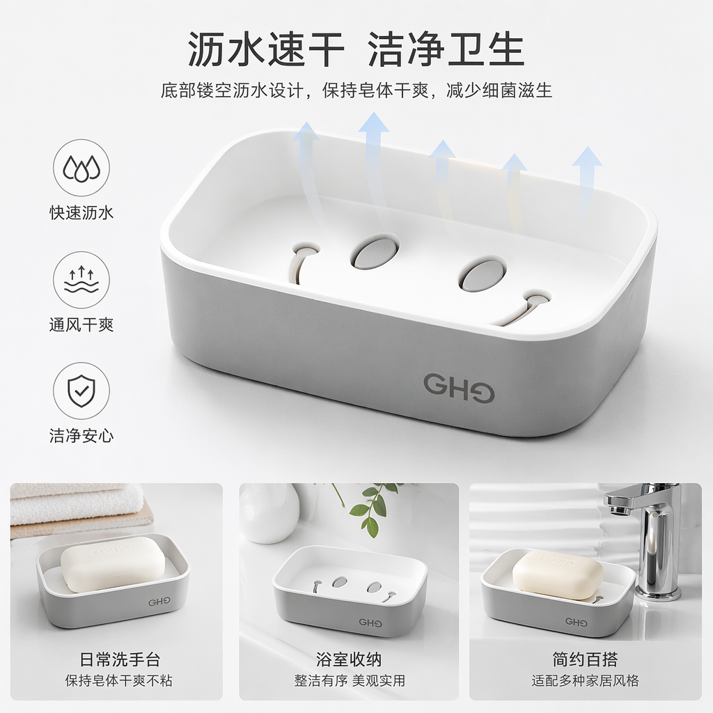 【CL】26Q2#2722吸盘式肥皂盒卫浴洗漱用具日用百货防滑沥水可拆卸