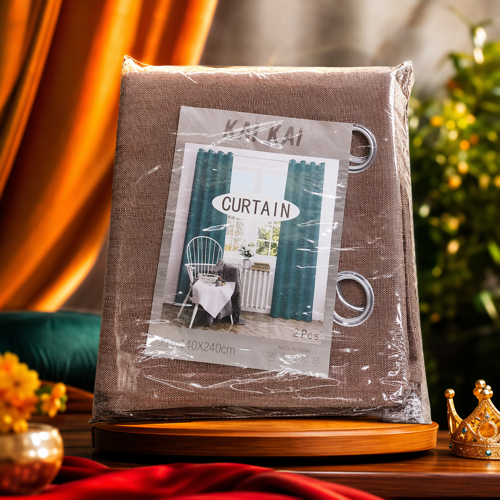 The brown curtain fabric has good light-blocking, heat-insulating and drape properties. It is a household decorative fabric with a width of 280cm Specification image