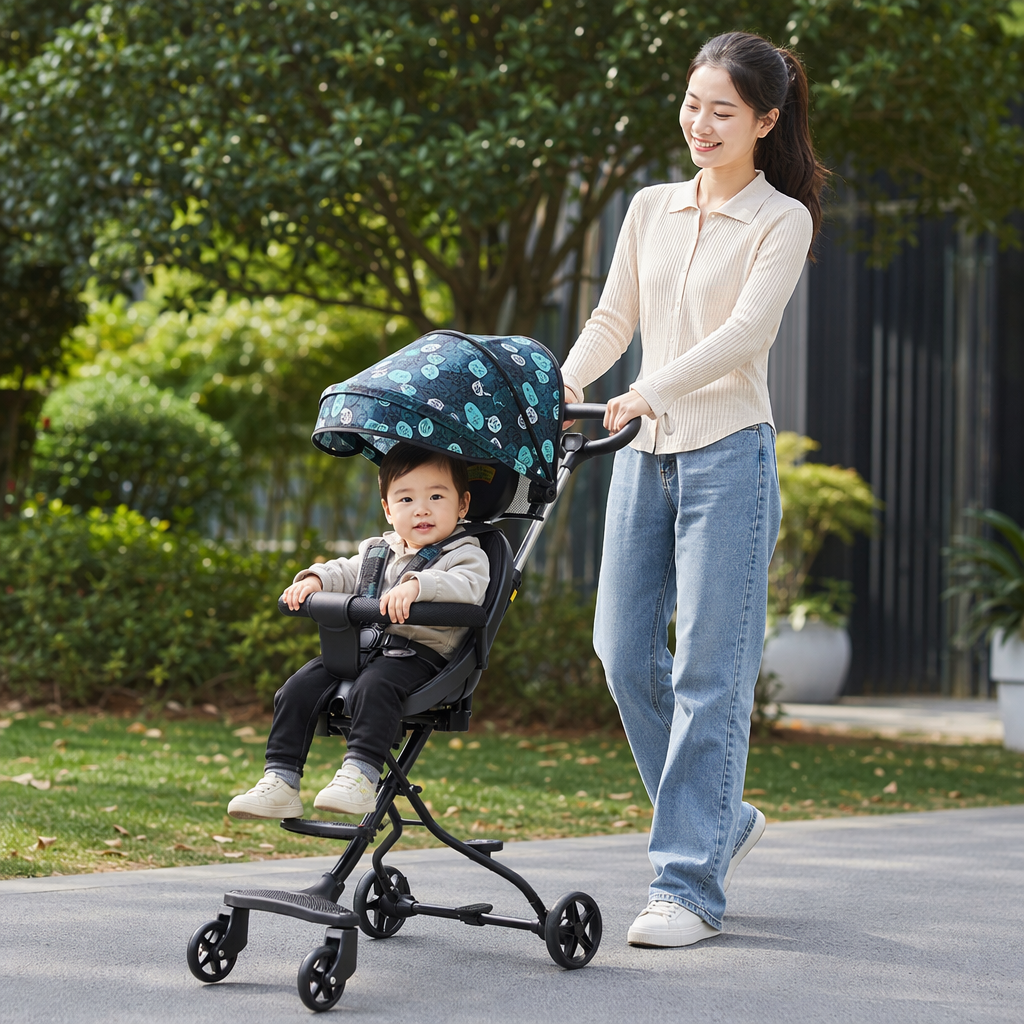 Baby strollers, baby care products, high landscape shock absorption, can be sat or lay on, and can be pushed in both directions Item Picture