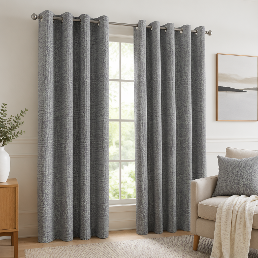 The grey curtain packaging comes with metal rings and labels details Picture