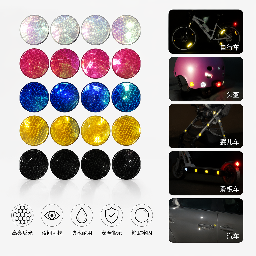 DIY decorative car window glass wall safety warning stickers with colored reflective patches