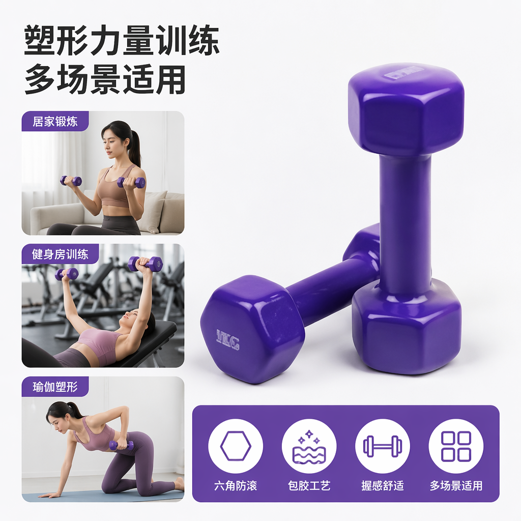紫色哑铃健身器材家用可调节重量训练器械