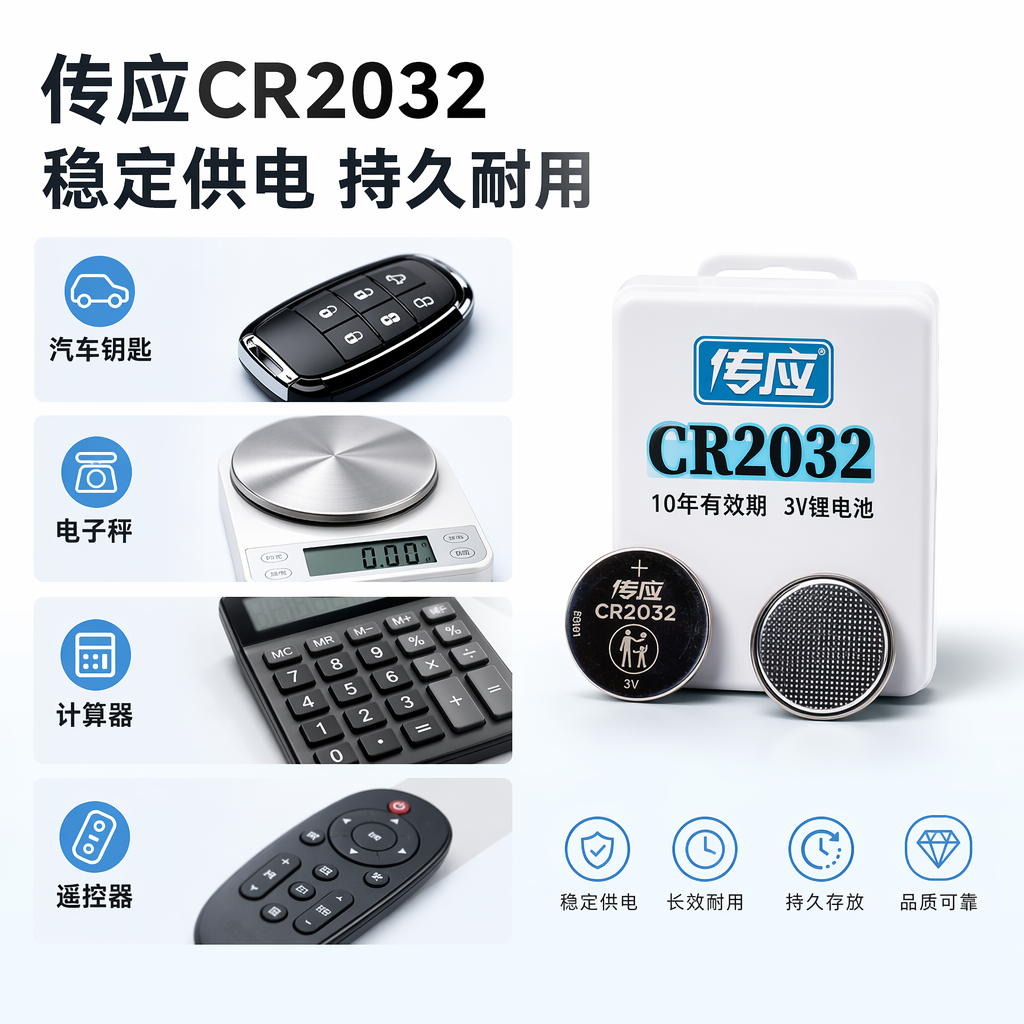 Paquete negro CR2032 batería de botón 3V litio eléctrico para control remoto calculadora y otros dispositivos