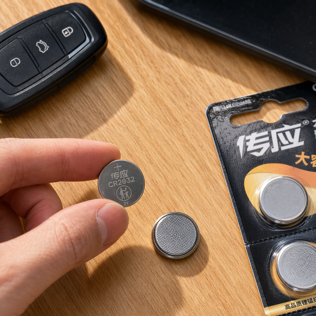 The black packaging CR2032 button battery 3V lithium battery is suitable for devices such as remote controls and calculators details Picture
