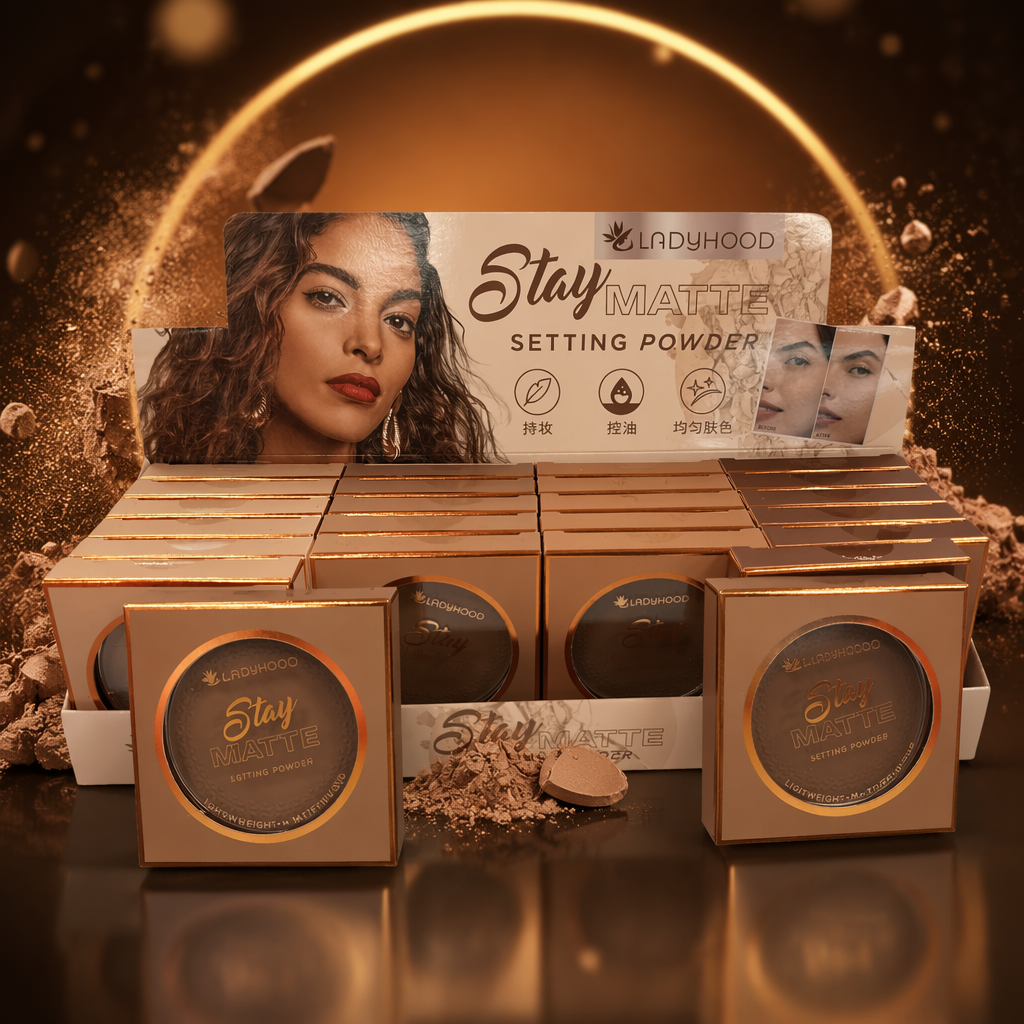 Ladyhood Stay Matte Set Powder Brown packaging Shelf display style Specification image