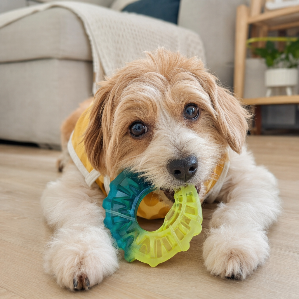 Colorful squid strip teething and licking toys, two-color pet teething toys, teething and cleaning teeth, durable and biting, specially designed for dogs details Picture