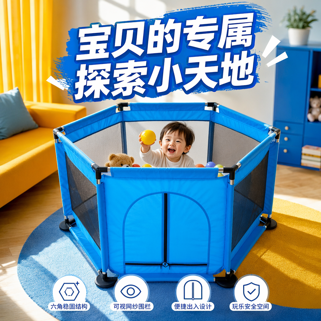 儿童游戏围栏玩具运动休闲围栏可折叠安全防护产品图
