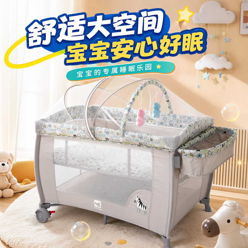 The imported baby crib made of solid wood with adjustable height guardrails is safe and environmentally friendly Application Scenario