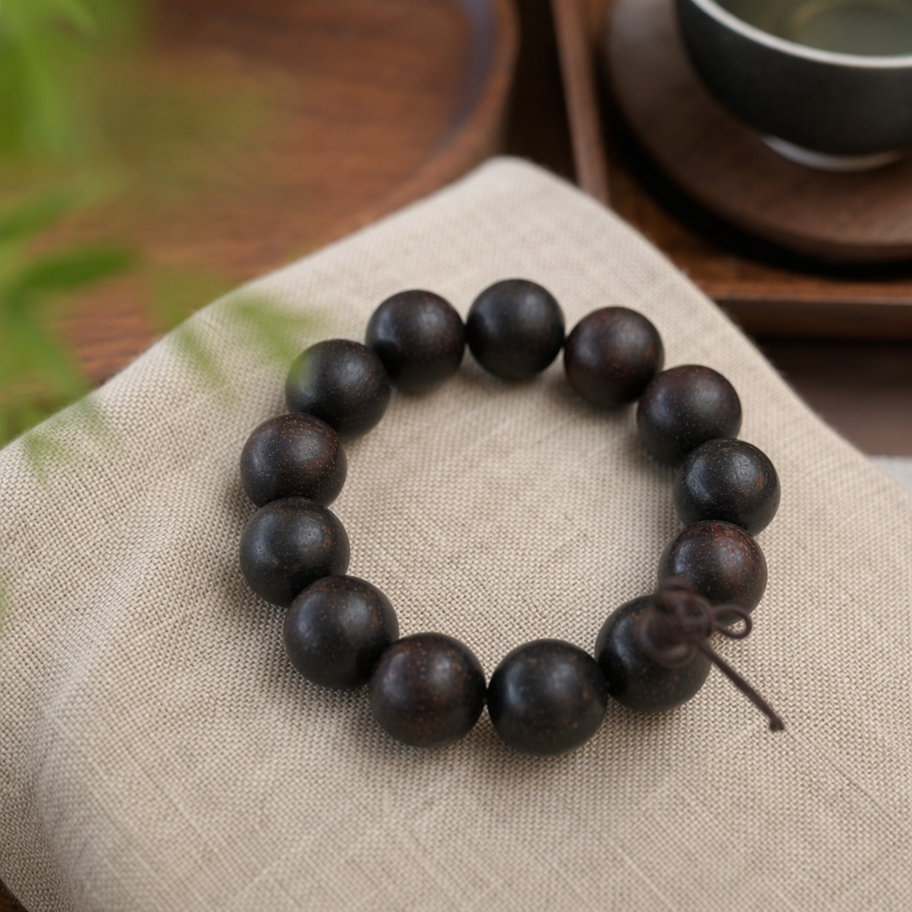 Dark wooden bracelet with natural texture, a versatile accessory for both men and women details Picture