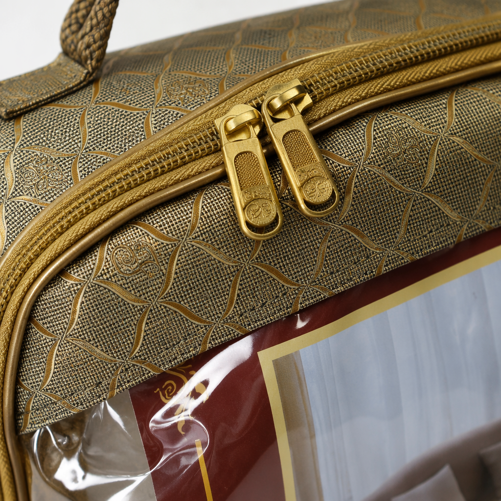 The golden-patterned handbag is beautifully packaged in a gift box Application Scenario