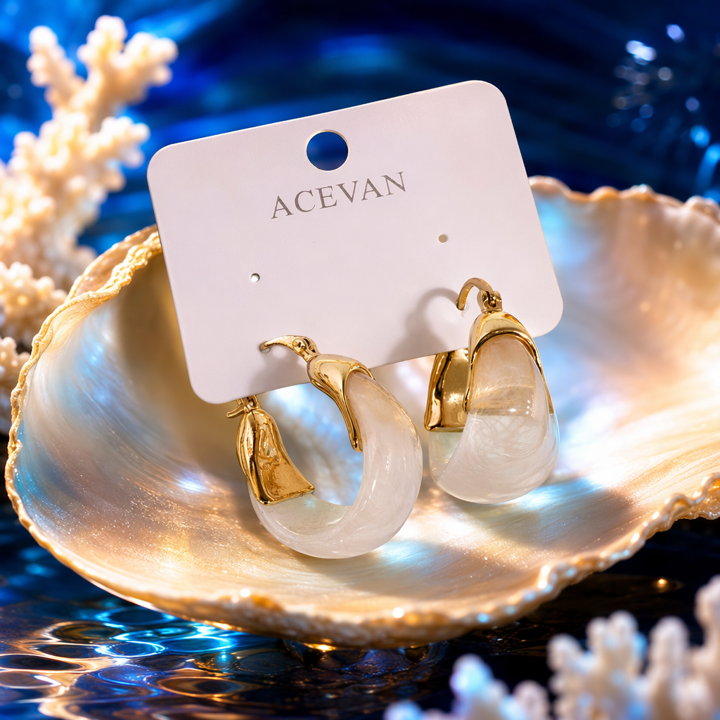 The golden earrings with pink and white gradient beads feature a light luxury design that is versatile and fashionable for women Specification image